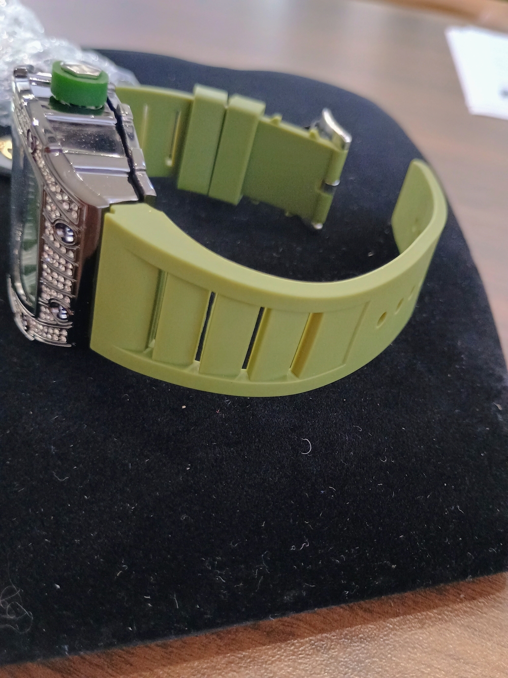 Green Strap Men's Crystal Accent Watch - Picture 5 of 6